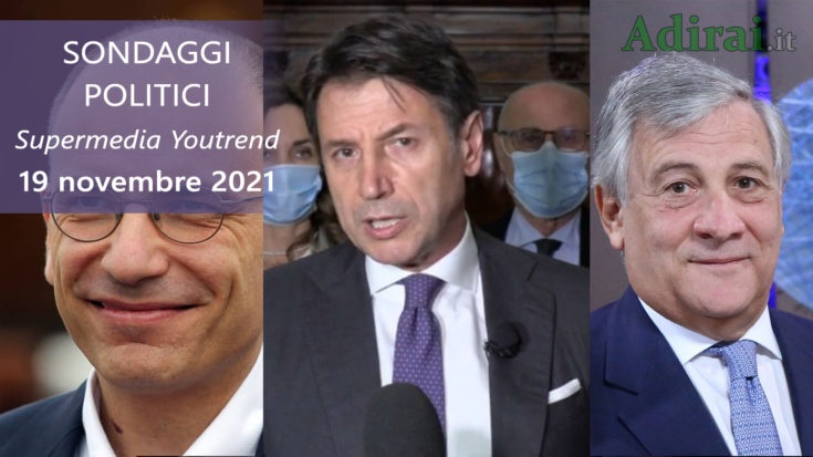 ultimi sondaggi politici 19 novembre 2021 supermedia youtrend - intenzioni di voto di tutti i partiti italiani