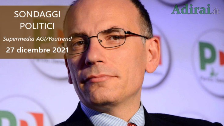 ultimi sondaggi politici 27 dicembre 2021 supermedia agi youtrend - intenzioni di voto di tutti i partiti italiani