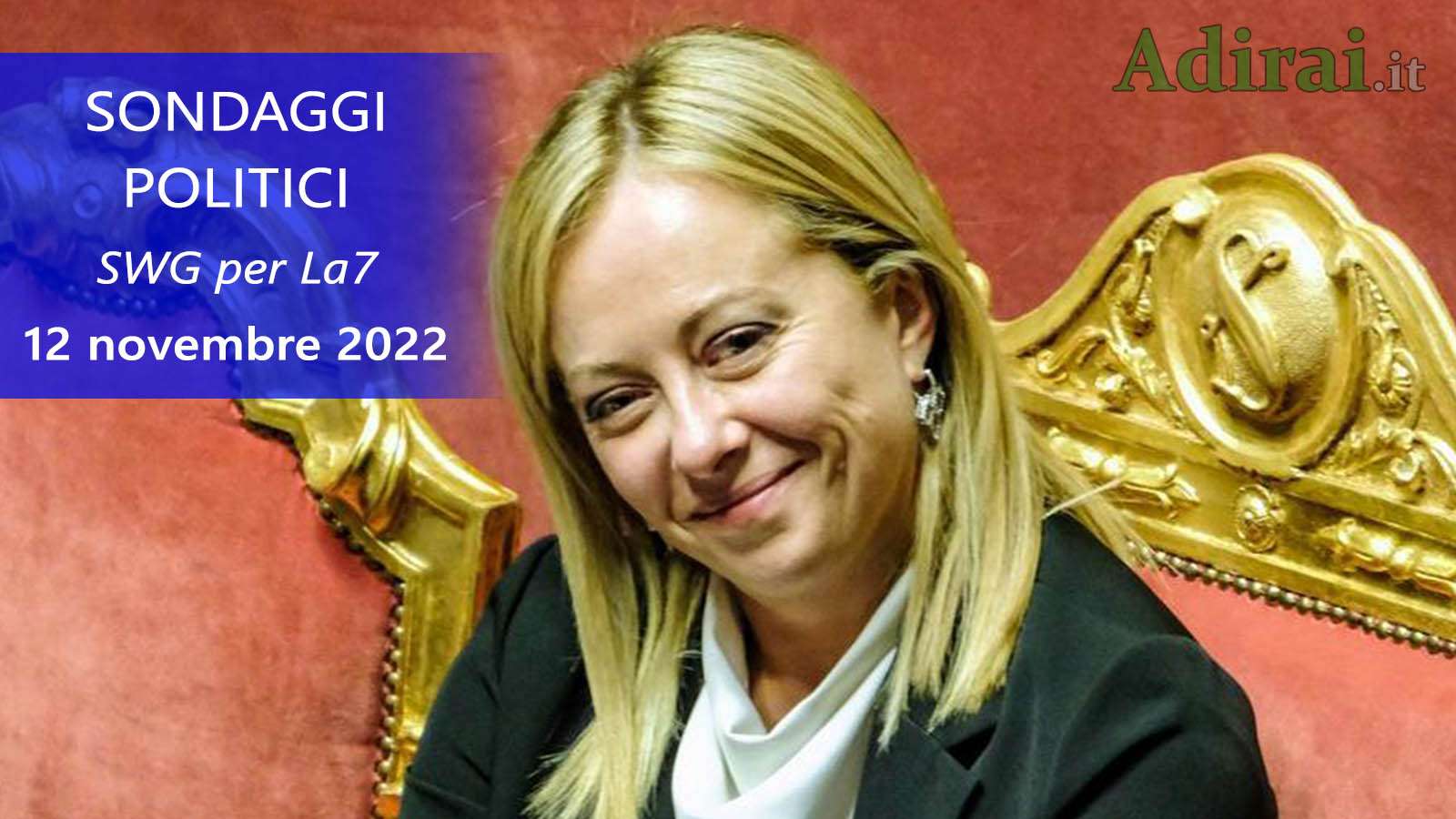 ultimi sondaggi politici 12 novembre 2022 swg la7